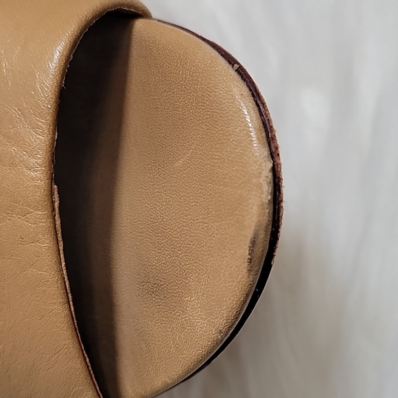 Tory Burch Raya tumbled leather sand /camel tan slide mules women's size 8.5 - Picture 12 of 12